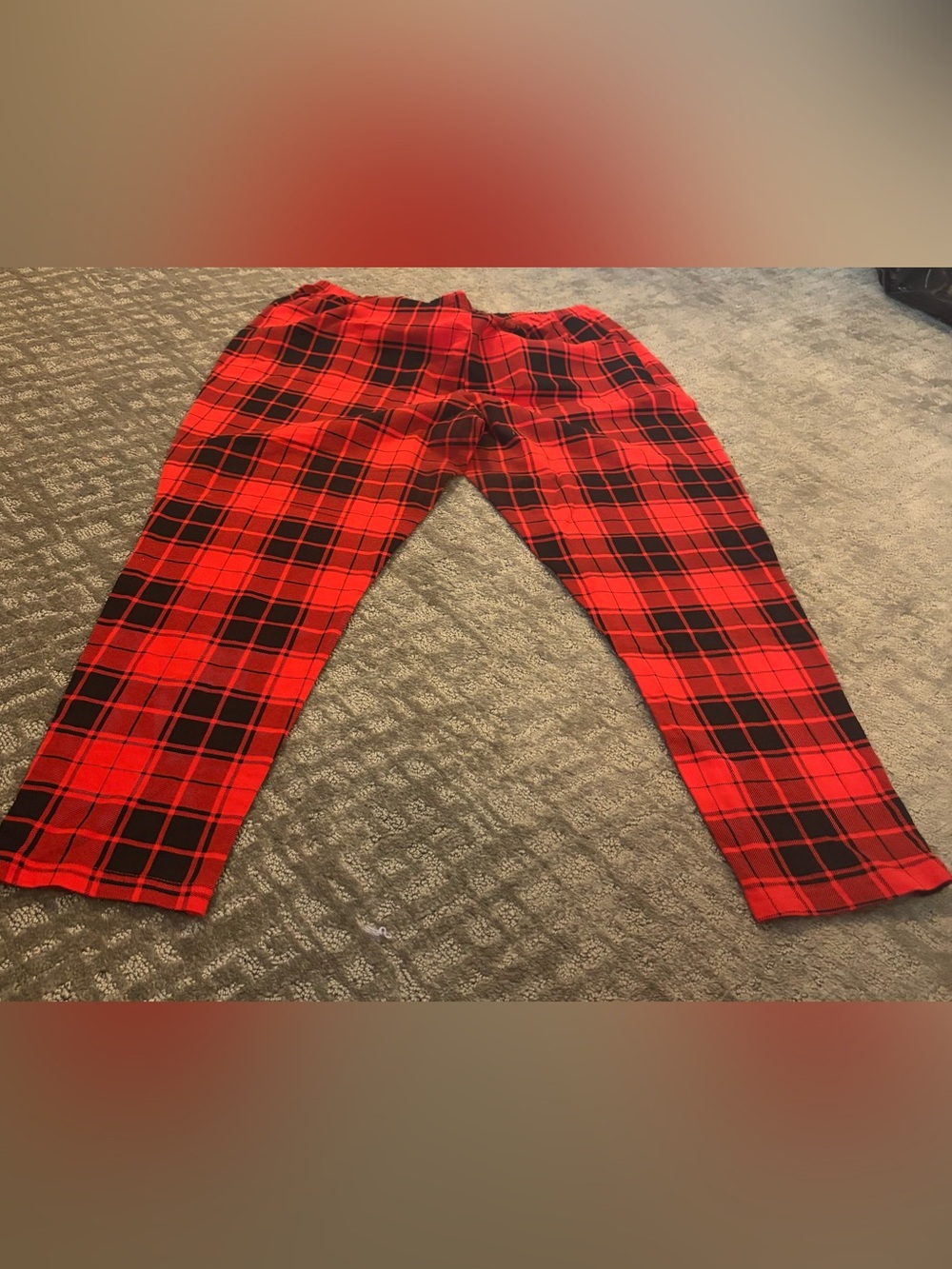 Adult Red and Black Plaid Pants